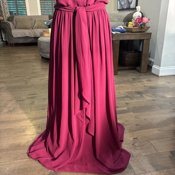 Donna Morgan Red Halter Maxi Dress for Prom - Picture 3 of 6